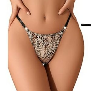 G-String Thongs Panties T Back Low Waist Seamless Underwear Leopard Yellow